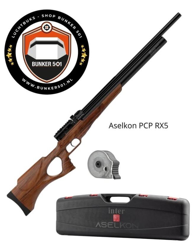 ASELKON  PCP RX5 Ravello Regulator Jet Black Air Rifle .25