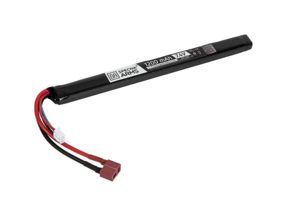 SPECNA ARMS LiPo 7.4V 1200mAh 20C/40C Battery - T-Connect (Deans) - Under AK Dust Cover