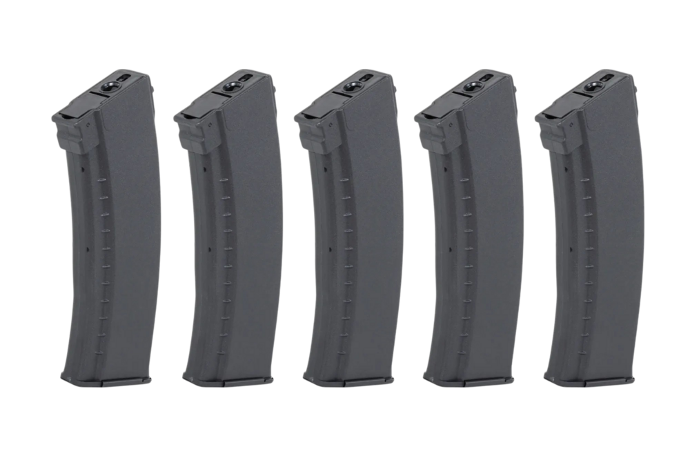 ARCTURUS Set of 5 Hi-Cap 550-BB magazines EMM AK74 &quot;Bakelite&quot; Wheel Black