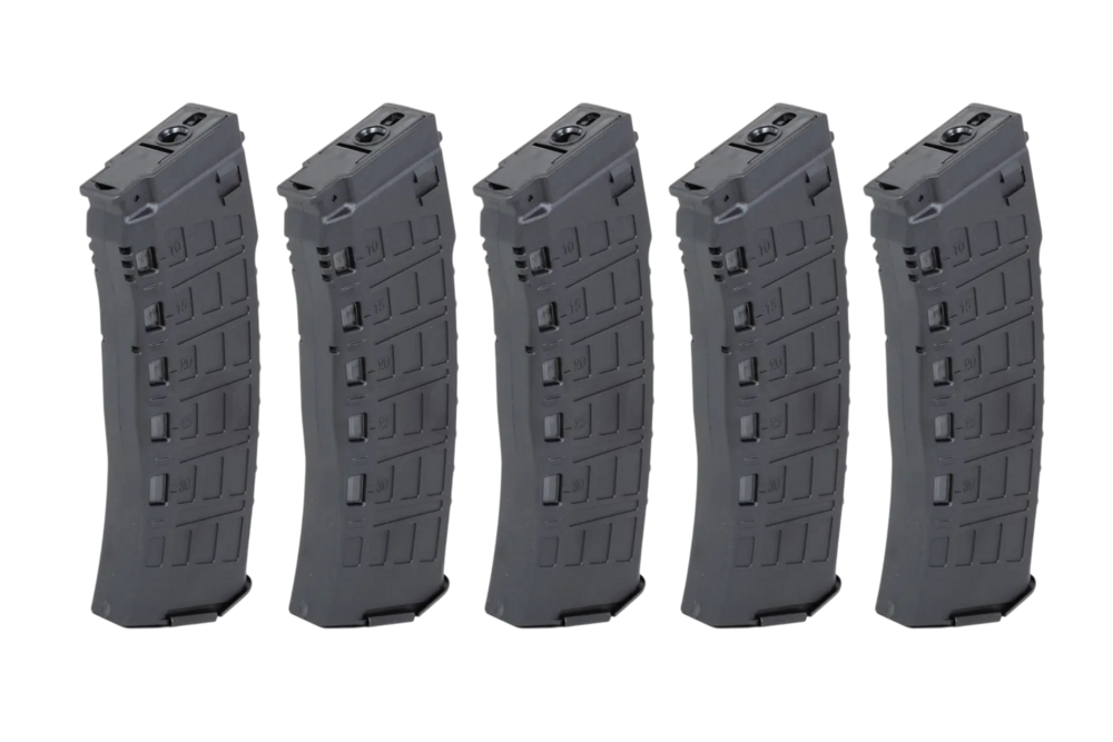 ARCTURUS  Set of 5 Hi-Cap 550-BB magazines EMM AK12 Wheel Black 