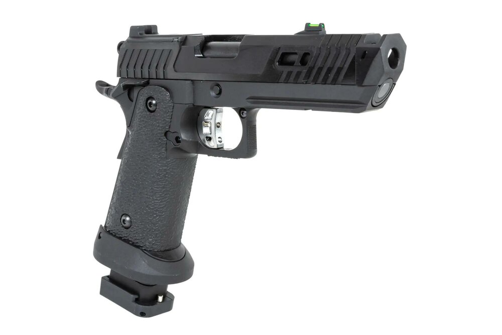 airsoft SRC Dark Viper DUAL POWER pistol with carrying case and green gas magazine Black