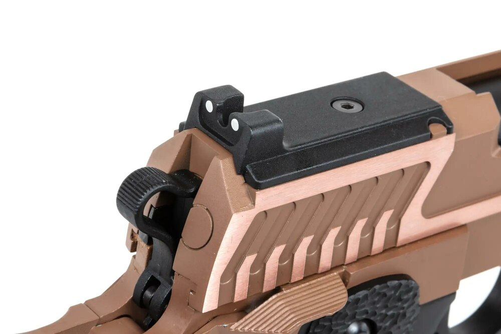 SRC Sahara Viper DUAL POWER pistol with carrying case and green gas magazine Flat Dark Earth