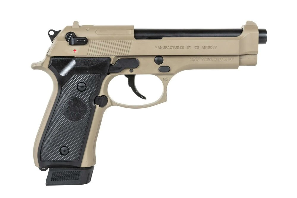 ICS BLE-BM9 Dual Power Half-Tan airsoft pistol (with CO2 magazine)