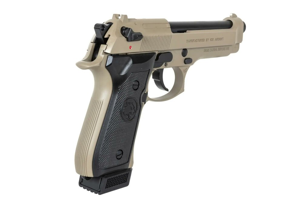 ICS BLE-BM9 Dual Power Half-Tan airsoft pistol (with CO2 magazine)