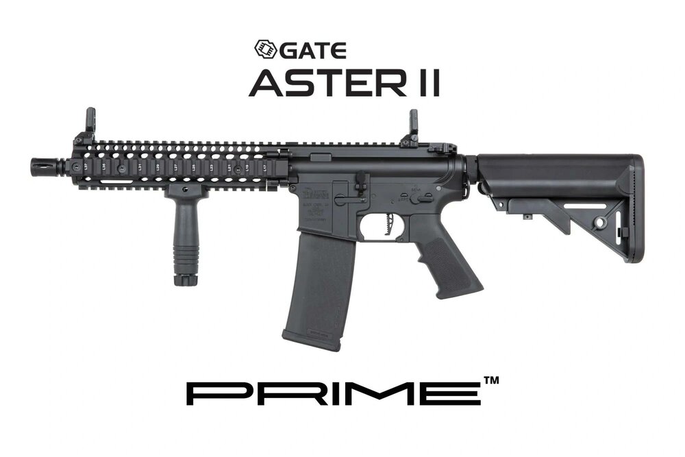 Specna Arms Daniel Defense&reg; MK18 SA-P19 Prime&trade; Aster II ETU airsoft Carbine with Brushless Motor Black