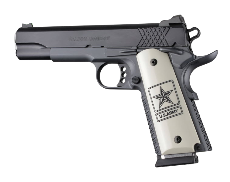 HOGUE GRIP  45027 Govt. Model Scrimshaw Ivory Polymer Ambi Safety Cut - ARMI INSIGNA