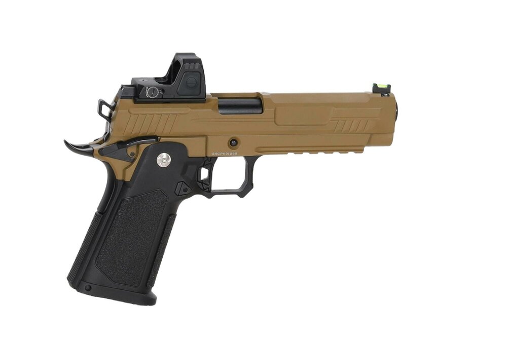 ARCTURUS Vanguard 5" Hi-Capa GBB Optics Ready  with ARS-1 red dot sight Half-Tan