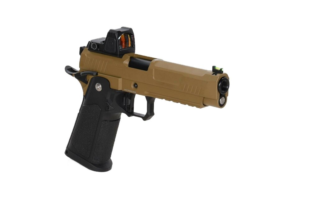 ARCTURUS Vanguard 5" Hi-Capa GBB Optics Ready  with ARS-1 red dot sight Half-Tan