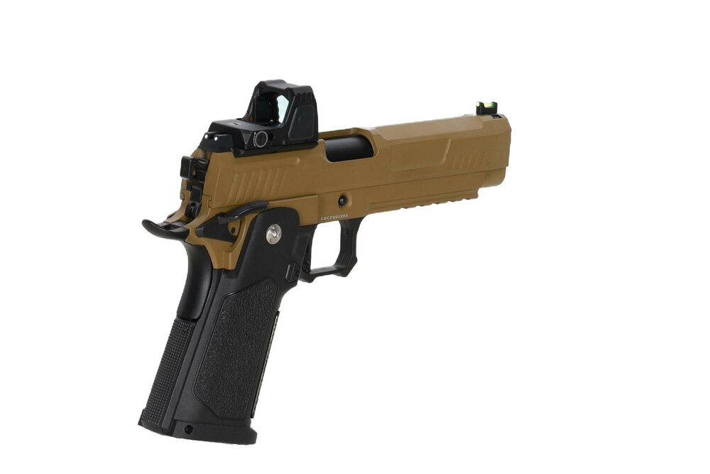 ARCTURUS Vanguard 5" Hi-Capa GBB Optics Ready  with ARS-1 red dot sight Half-Tan