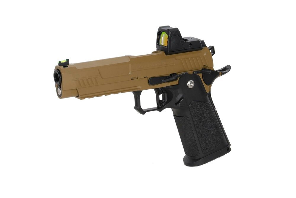 ARCTURUS Vanguard 5" Hi-Capa GBB Optics Ready  with ARS-1 red dot sight Half-Tan