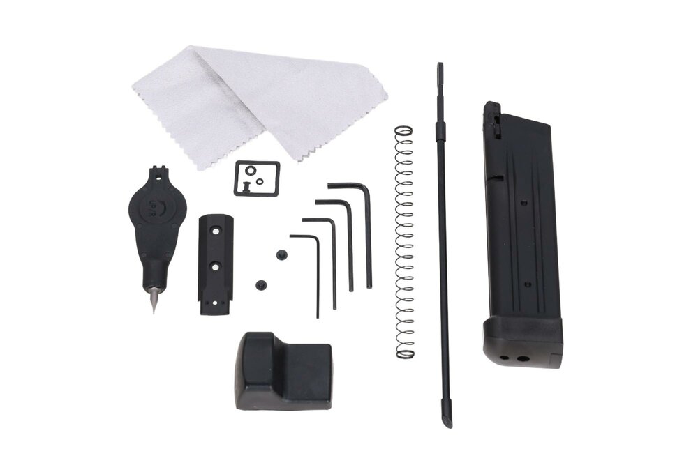 Arcturus Vanguard 4.3" Hi-Capa GBB OR airsoft pistol with ARS-1 red dot sight + compensator Half-Tan