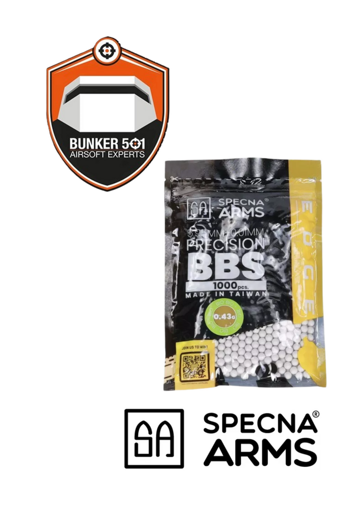 airsoft 0.43g Specna Arms EDGE ULTRA&trade; BIO precision BBs 1000 pieces White