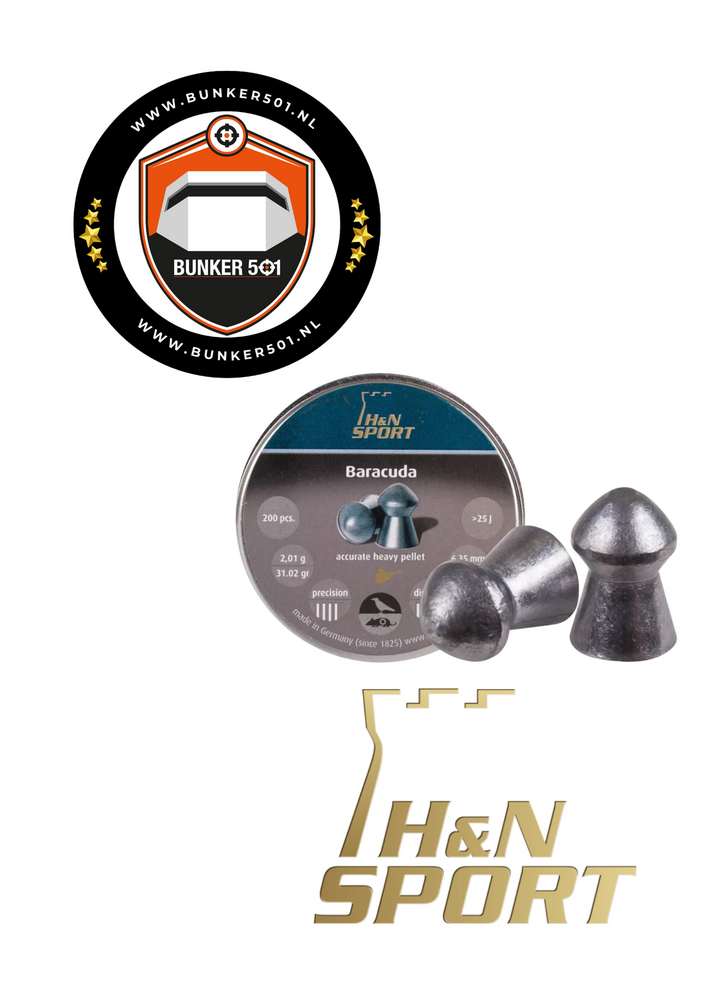 H&amp;N Sport Diabolo Baracuda Extra Heavy Airgun Pellets (.25 / 6.35MM) 200pcs