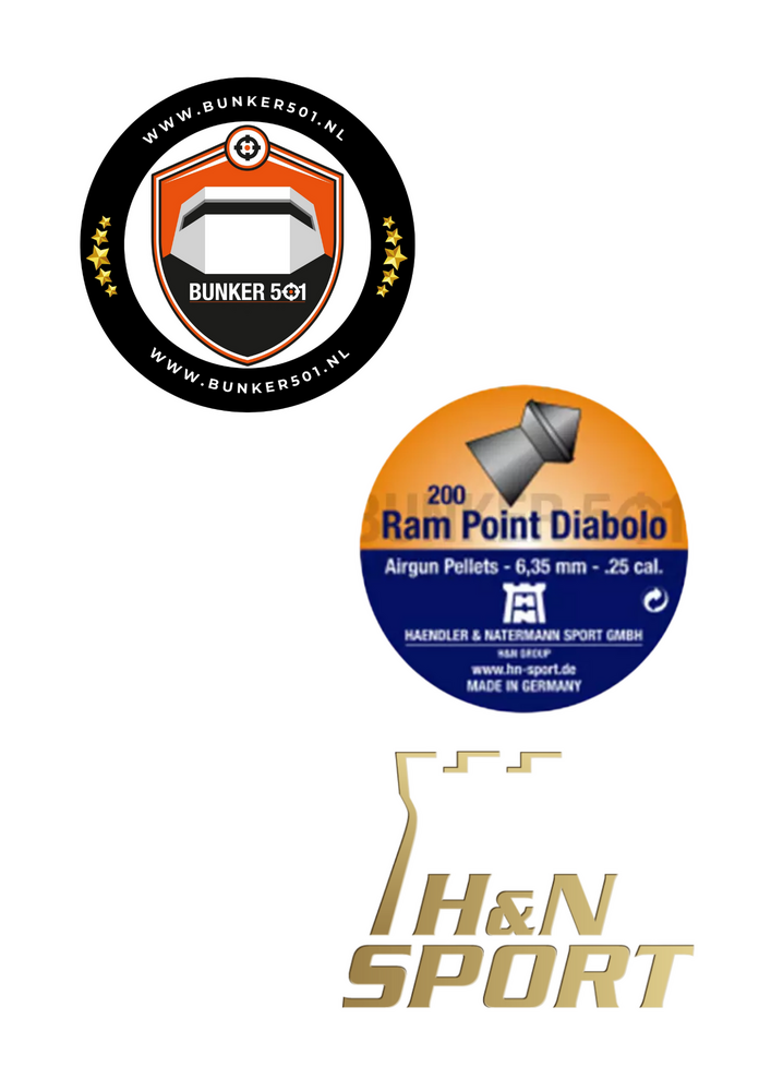 H&amp;N Sport Ram Point Diabolo Airgun Pellets (.25 / 6.35mm) 200pcs