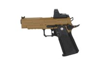 ARCTURUS Vanguard 4.3" Hi-Capa GBB Optics Ready airsoft pistol with ARS-1 red dot sight Half-Tan