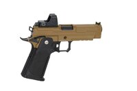 ARCTURUS Vanguard 4.3" Hi-Capa GBB Optics Ready airsoft pistol with ARS-1 red dot sight Half-Tan