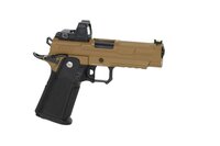 ARCTURUS Vanguard 4.3" Hi-Capa GBB Optics Ready airsoft pistol with ARS-1 red dot sight Half-Tan