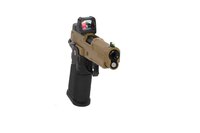 ARCTURUS Vanguard 4.3" Hi-Capa GBB Optics Ready airsoft pistol with ARS-1 red dot sight Half-Tan