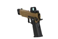 Arcturus Vanguard 4.3" Hi-Capa GBB OR airsoft pistol with ARS-1 red dot sight + compensator Half-Tan