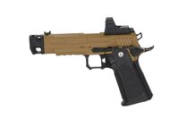 Arcturus Vanguard 4.3" Hi-Capa GBB OR airsoft pistol with ARS-1 red dot sight + compensator Half-Tan
