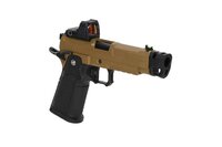 Arcturus Vanguard 4.3" Hi-Capa GBB OR airsoft pistol with ARS-1 red dot sight + compensator Half-Tan