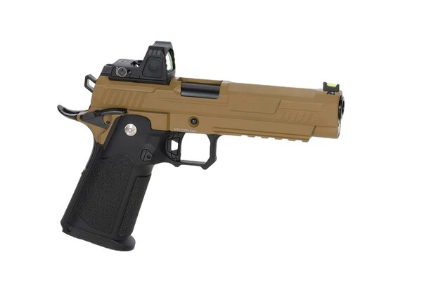 ARCTURUS Vanguard 5" Hi-Capa GBB Optics Ready  with ARS-1 red dot sight Half-Tan