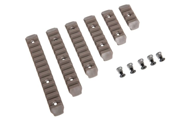JJ AIRSOFT Set of 6 polymer RIS rails for KeyMod Tan