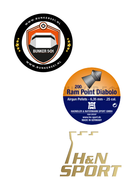 H&amp;N Sport Ram Point Diabolo Airgun Pellets (.25 / 6.35mm) 200pcs